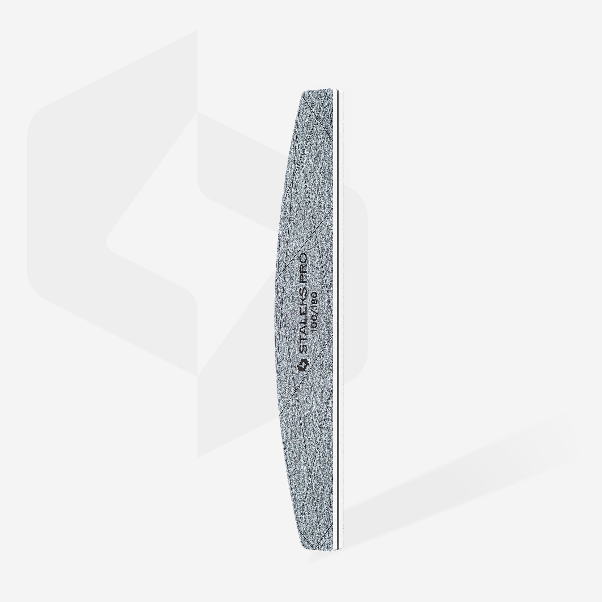 Pilnik Staleks SMART 40 półksiężyc 100/180 grit ustawiony bokiem, widoczna warstwa pianki
