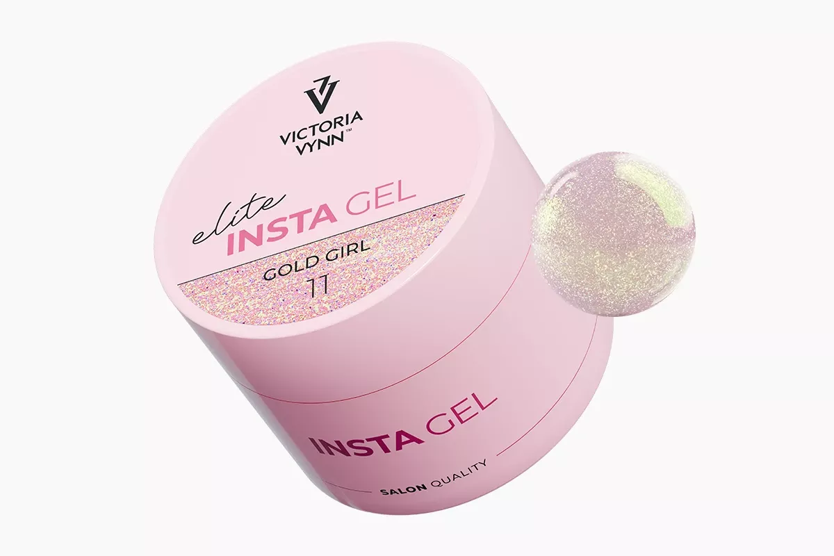 Victoria Vynn INSTA GEL 11 Gold Girl 40 ml - słoiczek żelu budującego z kroplą żelu z opalizującymi drobinkami