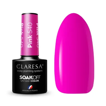 Butelka lakieru hybrydowego Claresa Pink 540 w intensywnym odcieniu fuksji