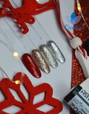 Wzornik kolorów Victoria Vynn z lakierem 301 Locked In Red - czerwień z brokatem