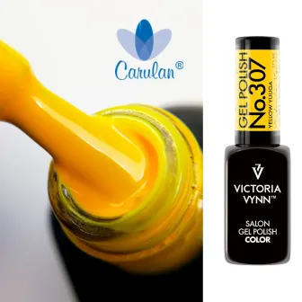 Yellow Yuuga 307 na paznokciach - soczysty żółty fluorescencyjny po naładowaniu światłem