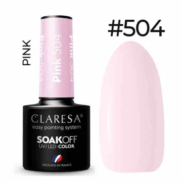 Butelka lakieru hybrydowego Claresa Pink 504 w delikatnym pudrowym różu
