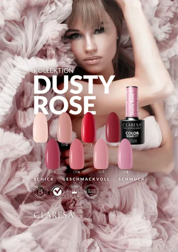 Butelka lakieru hybrydowego Claresa Dusty Rose 2 w przygaszonym różanym nudzie z ciepłym beżowym podtonem