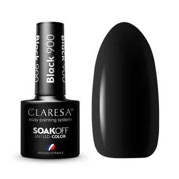 Butelka lakieru hybrydowego Claresa Black 900 z głęboką czarną zawartością