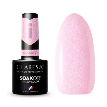 Lakier hybrydowy Claresa Kiss Me 2 w pastelowym pudrowym różu z perłowym połyskiem