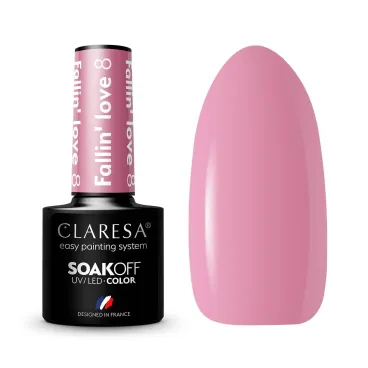 Butelka lakieru hybrydowego Claresa Fallin Love 8 w ciepłym różanym odcieniu pink
